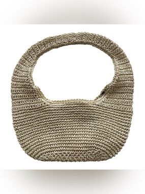 Natural Beige Woven Straw Tote Bag
